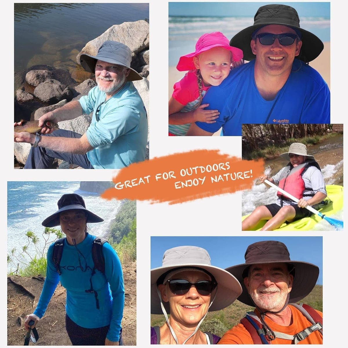Sun Hats for Women Men UV Protection Summer Hat Wide Brim Packable UPF50 Cowboy Hat Hiking Fishing Hats
