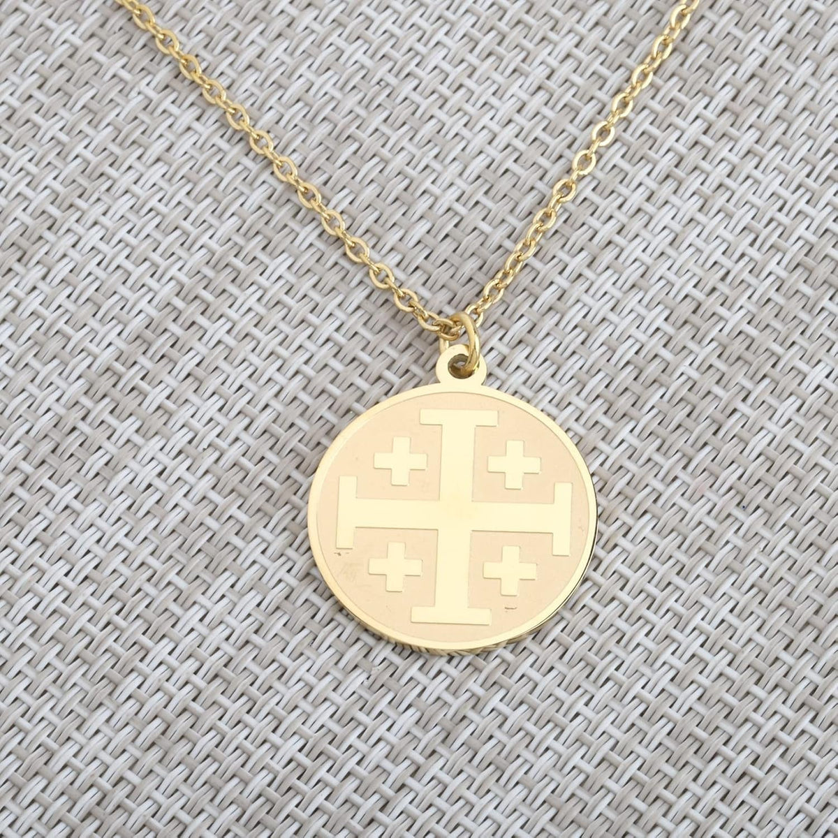 Religious Jewelry Cross Disc Pendant Necklace Greek Orthodox Jewelry