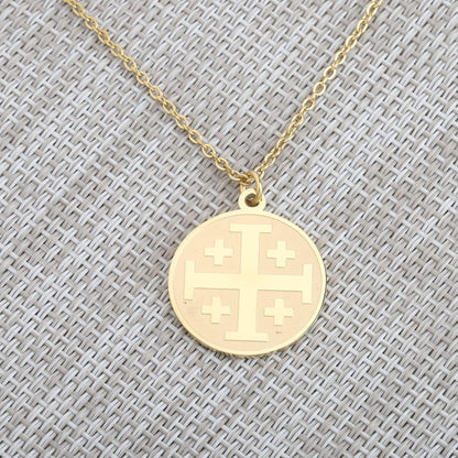 Religious Jewelry Cross Disc Pendant Necklace Greek Orthodox Jewelry