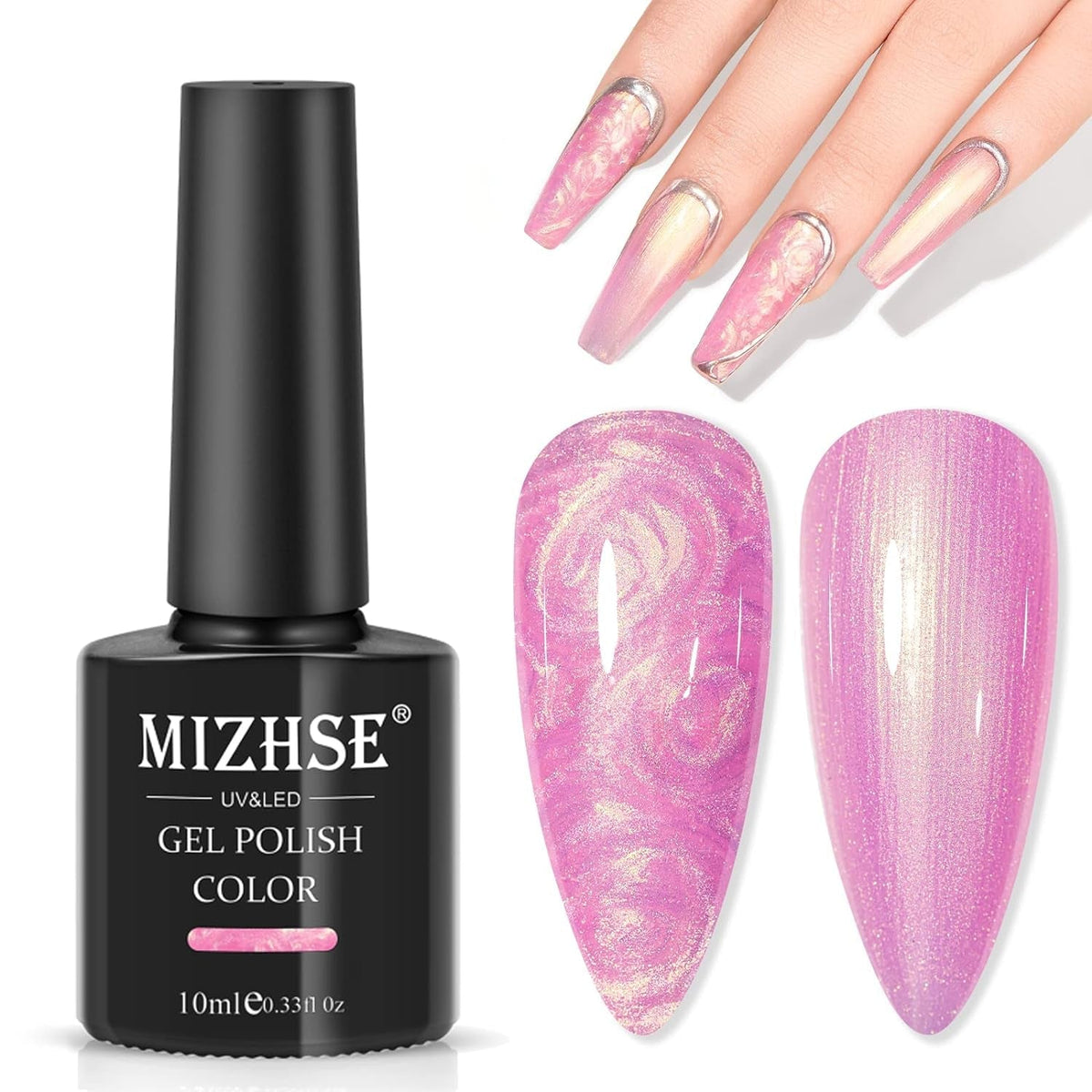 Pearl White Gel Nail Polish Mermaid Shimmer Glitter Drawing Gel Polish Shell Thread UV LED Nail Gel Polish For Home DIY Nail Salon