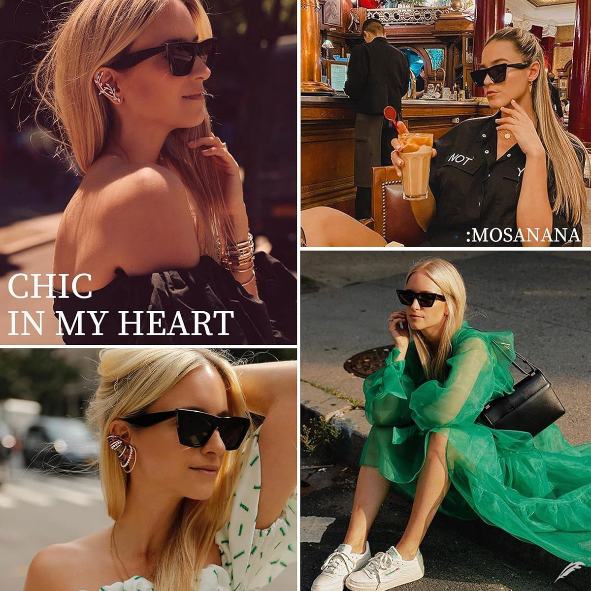 Square Cat Eye Sunglasses for Women Trendy Style Model-Shine