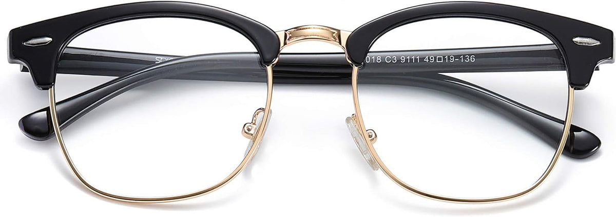 Retro Semi Rimless Blue Light Blocking Glasses Half Horn Rimmed Eyeglasses SJ5018