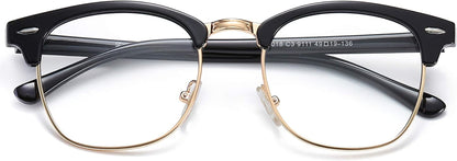 Retro Semi Rimless Blue Light Blocking Glasses Half Horn Rimmed Eyeglasses SJ5018