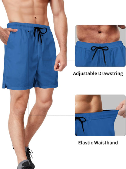 2 Pack Mens Athletic Shorts 5 Inch Inseam Workout Gym Running Shorts for Men Quick Dry Lightweight Summer Shorts Black Blue X-Large