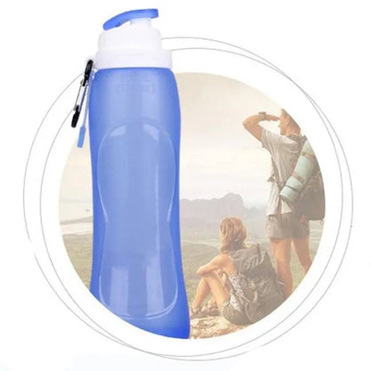 Silicone sports water bottle can be folded silicone water bag convenient travel water cup outdoor folding water bottle