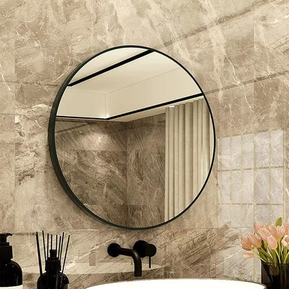 30 In. W X 30 In. H round Framed Wall Mount Bathroom Vanity Mirror in Black