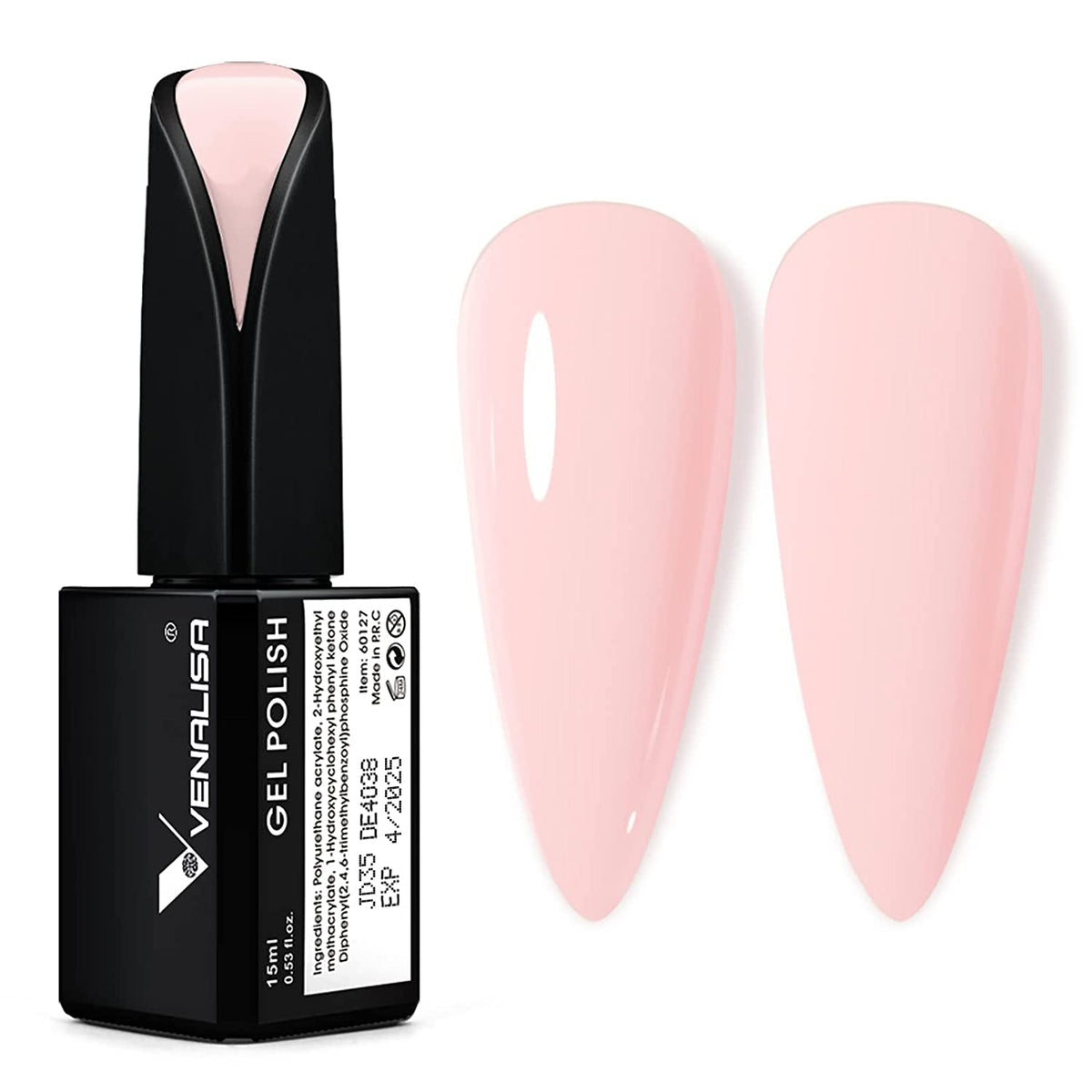 VENALISA 15ml Gel Nail Polish, Pure White Color Soak Off UV LED Nail Gel Polish Nail Art Starter Manicure Salon DIY at Home, 0.53 OZ