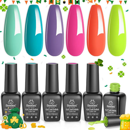 Beetles Pastel Gel Nail Polish,6 Colors Macaron Pink Blue Green Yellow Purple Soft Pastel Gel Polish Soak Off Uv Gel Manicure Spring Gel Polish Nail Art Design DIY Home Salon Gift for Women Girl