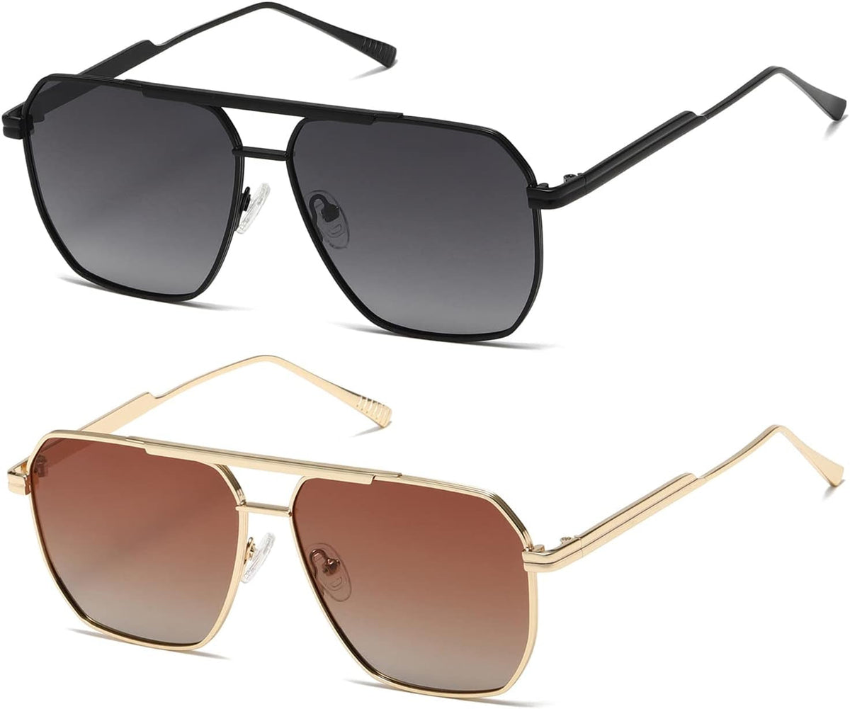 Polarized Sunglasses Womens Men Retro Oversized Square Vintage Shades Classic Large Metal Sun Glasses K1221