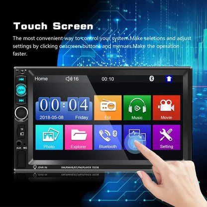 7" Bluetooth HD Touch Screen Car Stereo Radio 2DIN Car MP5 Player FM/USB/AUX/SD Function with Steering Wheel Control +Cam(Optional)