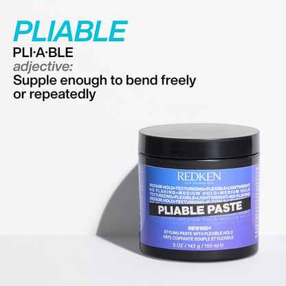 Redken Pliable Styling Paste with Flexible Hold for All Hair Types - Adds Lightweight, Flexible Texture & Moisture, Medium Hold