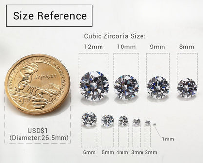 12Pcs Birthday Stone 1Pcs per Color round Loose Cubic Zirconia Stones Synthetic Ruby Synthetic Spinel
