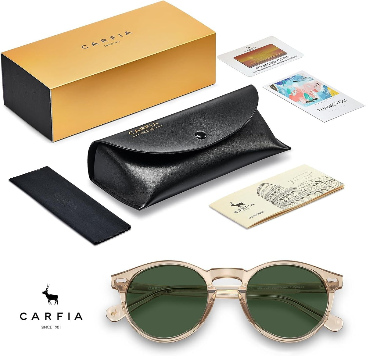 Vintage Polarized Sunglasses for Men UV400 Protection Retro Fashion Eyewear Hand-Crafted Acetate Frame CA5288L