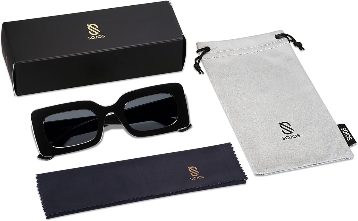 Retro 90S Nude Rectangle Sunglasses Womens Mens Trendy Chunky Glasses
