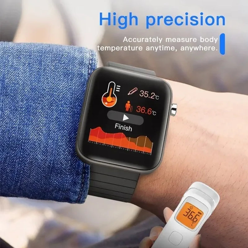 2021 NEW Smart Watch Bluetooth Watch Body Temperature Blood Pressure Blood Oxygen Monitor Wristband Fitness Tracker Bracelet Heart Rate Monitor Smartwatch 1.54" Large Screen with Flashlight PK DZ09 Apple Watch Series 6 5 4 Galaxy Watch Active