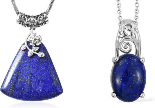 Blue Lapis Lazuli Natural Healing Crystal Stone Decorations Bail Pendant Necklace 20 Stainless Steel Fashion Delicate Unique Jewelry Gifts for Women