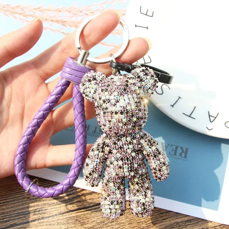 Shiny Full Diamond Diamond Bear, Bear Doll Car Keychain Cute Bear Bag Pendant