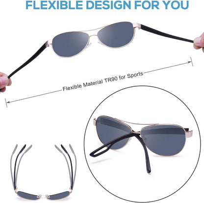 Polarized Sunglasses for Women UV Protection Ultra-Lightweight Comfort Metal Frame Driving Glasses CA3210