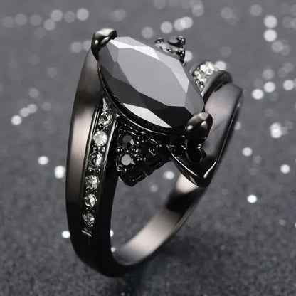 Women's Rings Size 6-10 Black Sapphire CZ 14K Black Golden Plated Wedding Ring (Choice Color and Size )