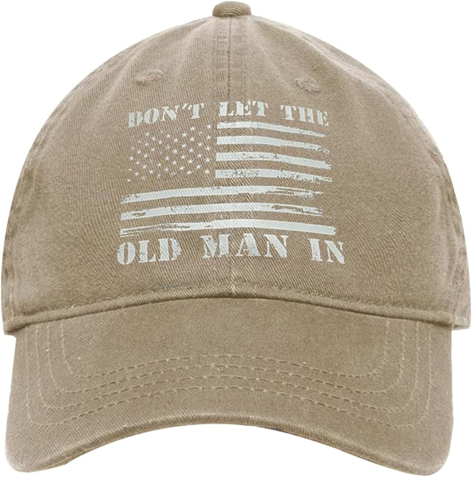 Vintage Baseball Cap Dad Hat,Old Man in Hat for Men Women,American Flag Washed Cotton Sun Hats. (Cotton, Khaki)