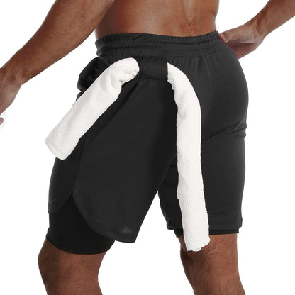 Mens 2 in 1 Running Shorts Quick Dry Gym Athletic Workout Shorts with Compression Liner