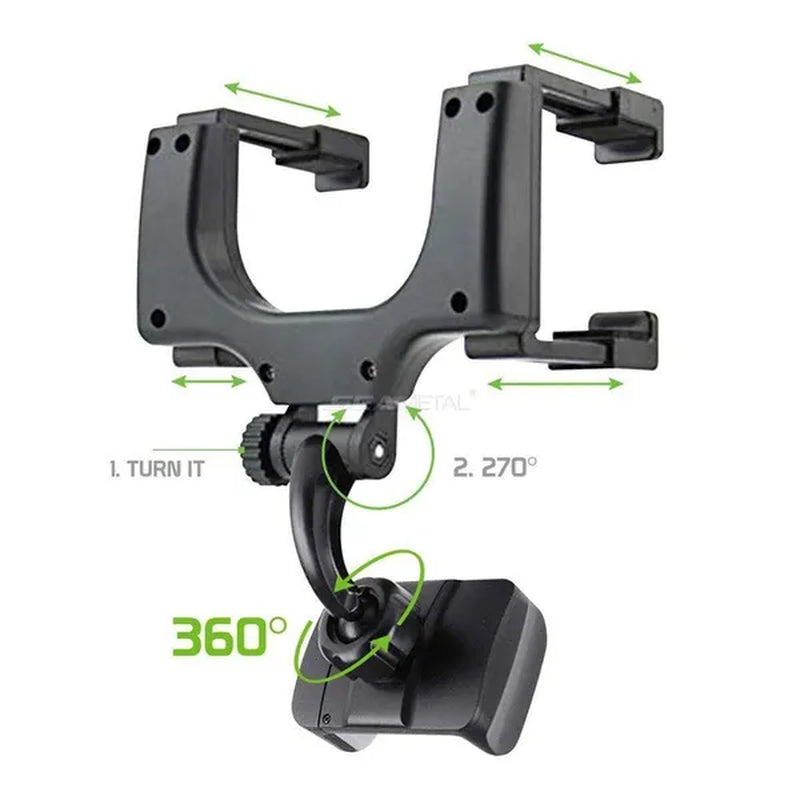SEAMETAL Car Phone Holder 360° Rotatable Car Rearview Mirror Clip GPS Mobile Phone Holder For iPhone Samsung Smartphone Stand