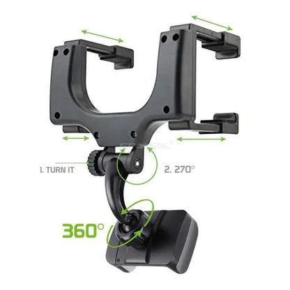 SEAMETAL Car Phone Holder 360° Rotatable Car Rearview Mirror Clip GPS Mobile Phone Holder For iPhone Samsung Smartphone Stand