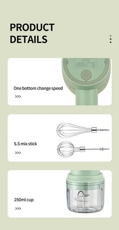 Wireless 3 Speed Mini Mixer Electric Food Blender Handheld Egg Beater Automatic Cream Food Cake Baking Dough Hand Mixer Electric
