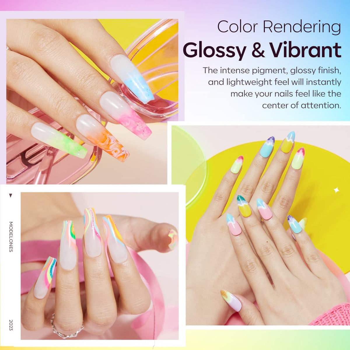 40 Pcs Gel Nail Polish Set, Spring Summer Rainbow Neon Gel Polish Bright Colors Colorful with Base & Top Coat DIY Salon Home Nail Polish Soak Off Nail Art Starter Kit Gift for Girls Women