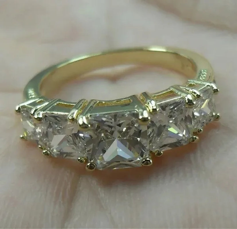 Natural 3.28CT White Diamond 14K Yellow Gold Wedding Ring Size 6-10