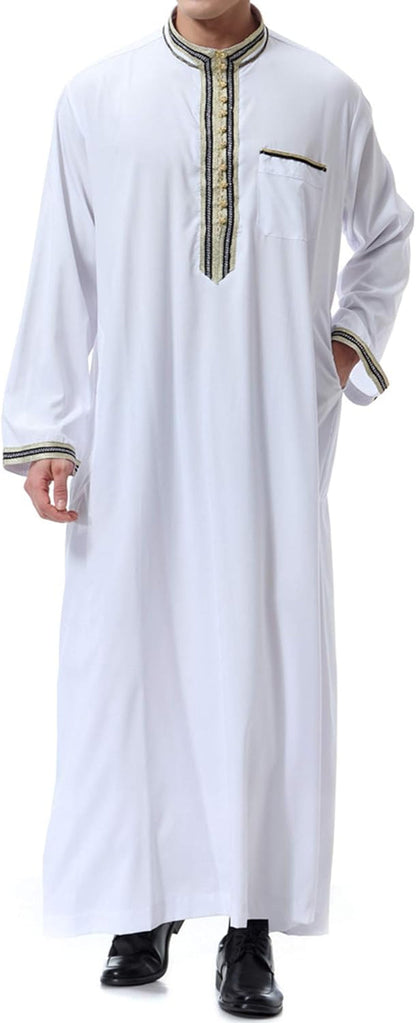 Islamic Mens Clothing Kaftan Maxi-Muslim Male Shirt Long Sleeve Abaya Dubai Cotton…