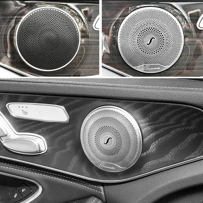 4Pcs Car Door Audio Speaker Decor Cover Loudspeaker 3D Trim Sticker for Mercedes Benz AMG C E Class W205 W213 GLC 2016 2017 Car Styling Accessories