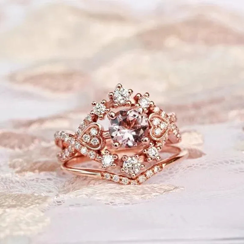 Exquisite Ladies Fashion Jewelry Anniversary Promise Gift Princess Party Rings Bridal Engagement Wedding Ring Set Size 5-11