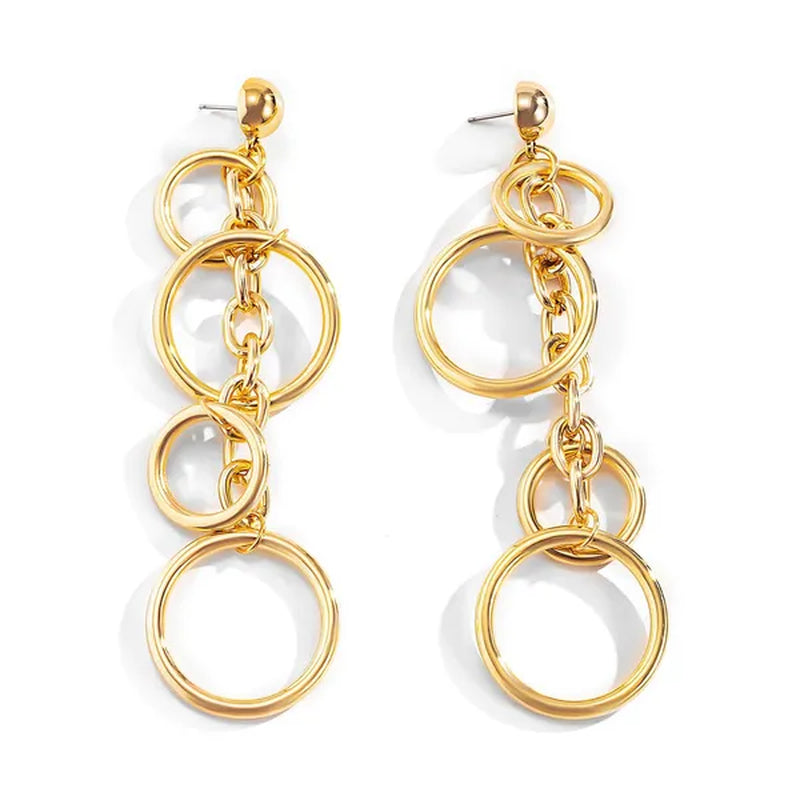 Women Punk Long Big Circle Link Chain Earrings Hiphop Large Drop Earrings Fashion 2021 Earring Jewelry Gift