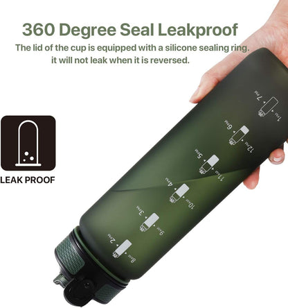 32 Oz Water Bottle with Time Marker, Carry Strap, Leak-Proof Tritan Bpa-Free, Ensure You Drink Enough Water for Fitness, Gym, Camping, Outdoor Sports