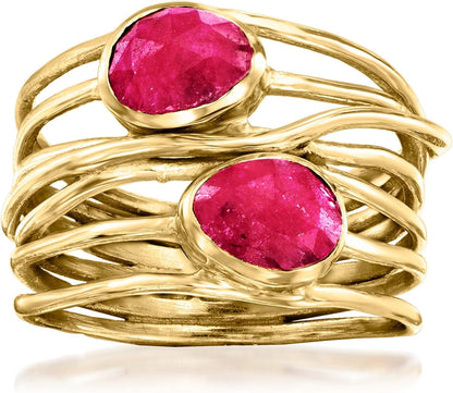 Gemstone Highway Ring in 18Kt Gold over Sterling