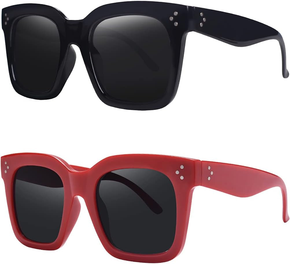 Vintage Women Oversized Sunglasses Designer Luxury Square Sun Glasses UV400 Protection Flat Lens