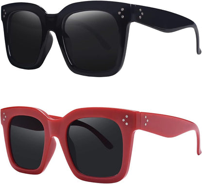 Vintage Women Oversized Sunglasses Designer Luxury Square Sun Glasses UV400 Protection Flat Lens
