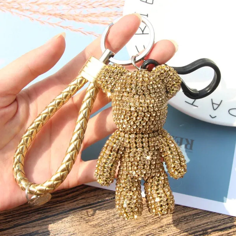 Shiny Full Diamond Diamond Bear, Bear Doll Car Keychain Cute Bear Bag Pendant