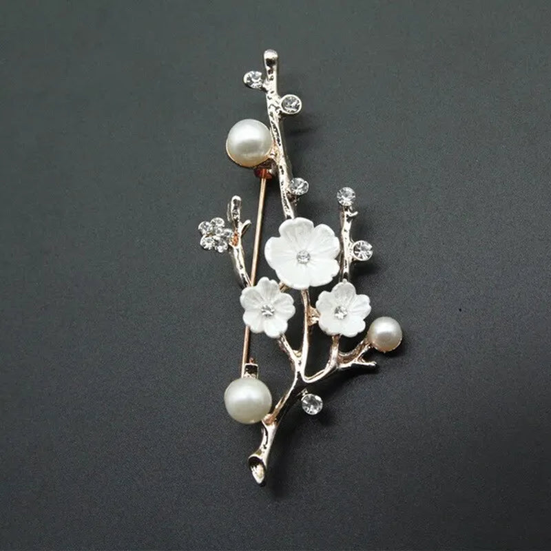 Natural Plum Blossom Brooches Pins For Women Vintage Freshwater Pearl Brooch Bouquet For Wedding Party