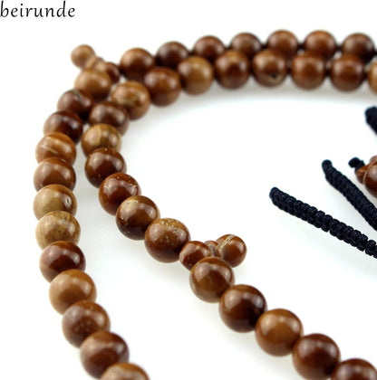 Muslims Islamic Dhikr 99 Tasbeeh Tasbih Prayer Beads, Kuka Wood Beads with Tassel