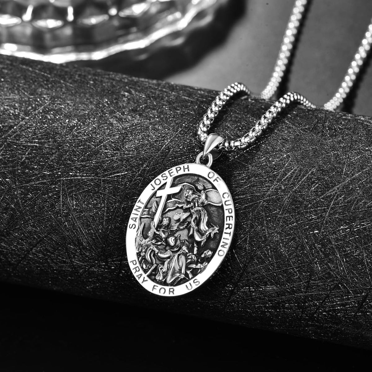 925 Sterling Silver Patron Saint Medals | Amulet Necklace Protection Jewelry for Men with 2.5Mm 22"+2" Rolo Chain