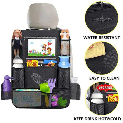 Car Backseat Organizer with Touch Screen Storage Pockets Cover Car Seat Back Protectors for Travel Trip Kids Car Accessories