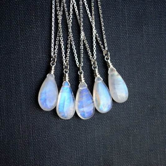 Moonstone Necklace, Moonstone Jewelry, Rainbow Moonstone Necklace