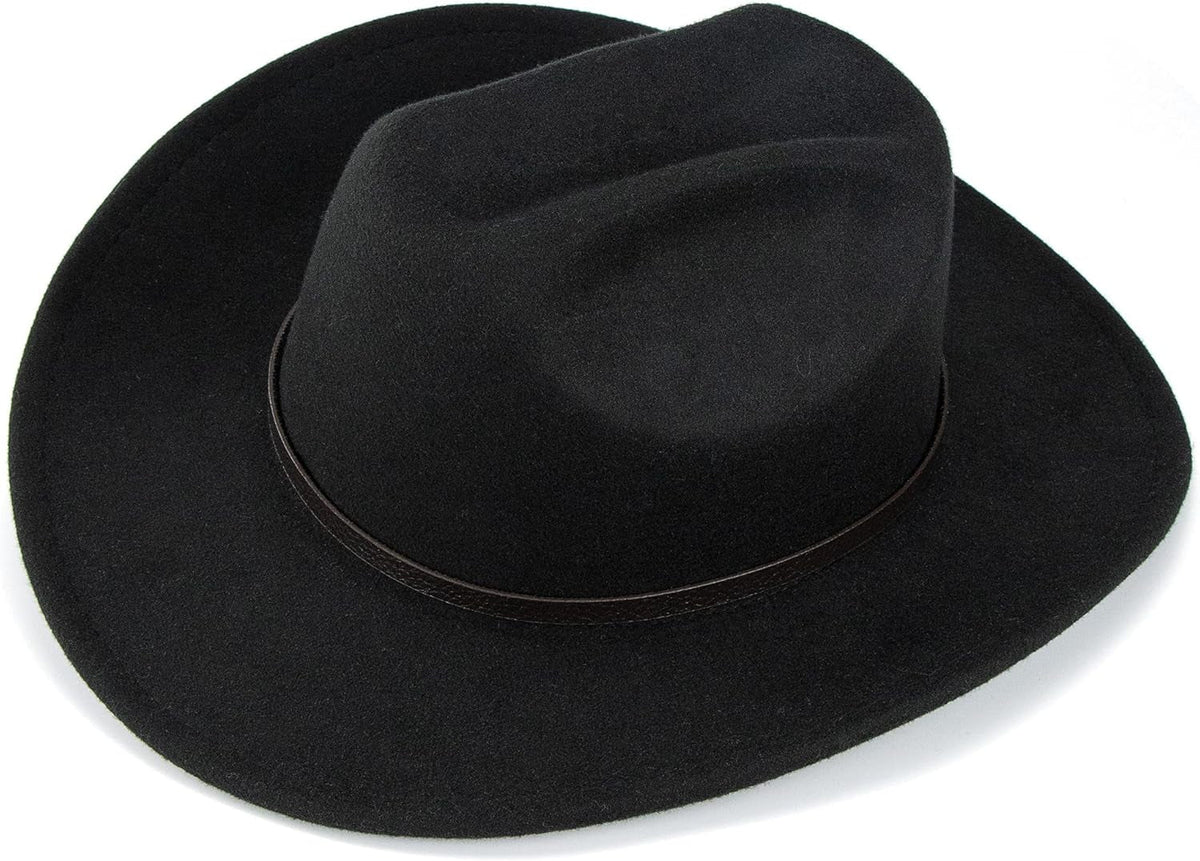 Western Cowboy Hat for Men Women Classic Fedora Hat with Buckle Belt (Size:M-L)