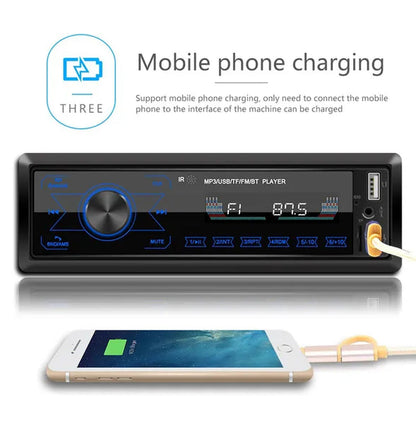 1DIN Touch Car Stereo 12V In-Dash Auto Radio Car MP3 Player Audio Music Stereo with Remote Control Fm/Bluetooth/Usb/Sd/Aux-In Colorful Lights +TF Card (Optional)