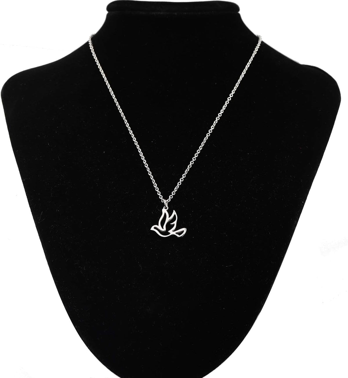 Stainless Steel Soaring Dove Bird Pendant Necklace Bird Jewelry Peace Gift for Her