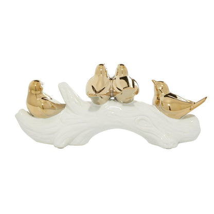 5 In. X 6 In. Gold Porcelain Bird Sculpture