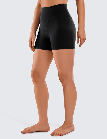 Women'S Naked Feeling Biker Shorts - 4 Inches High Waist Yoga Workout Running Gym Spandex