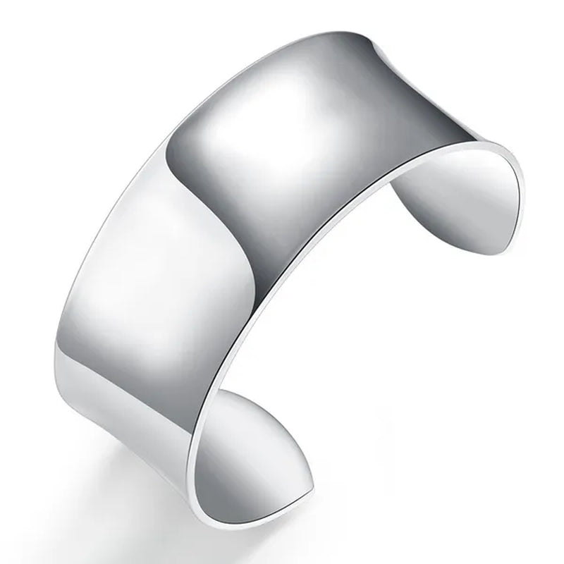 FASHION 925 Sterling Silver Minimalist Cuff Bangle